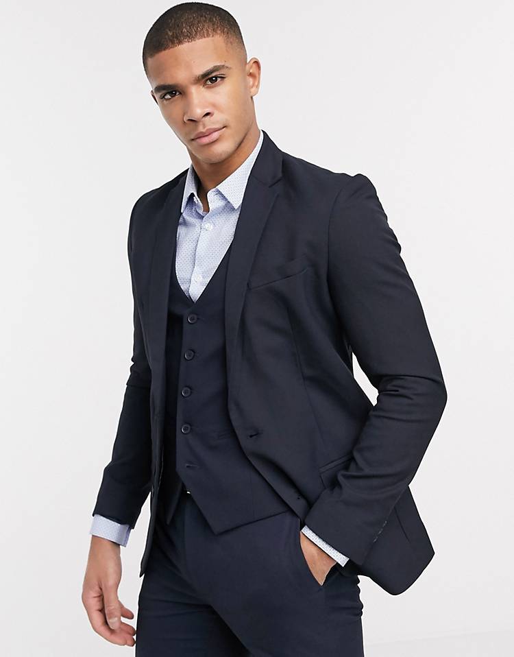 New Look skinny suit jacket in navy